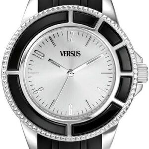 Versus Versace Silver Watch Black Silicone Band